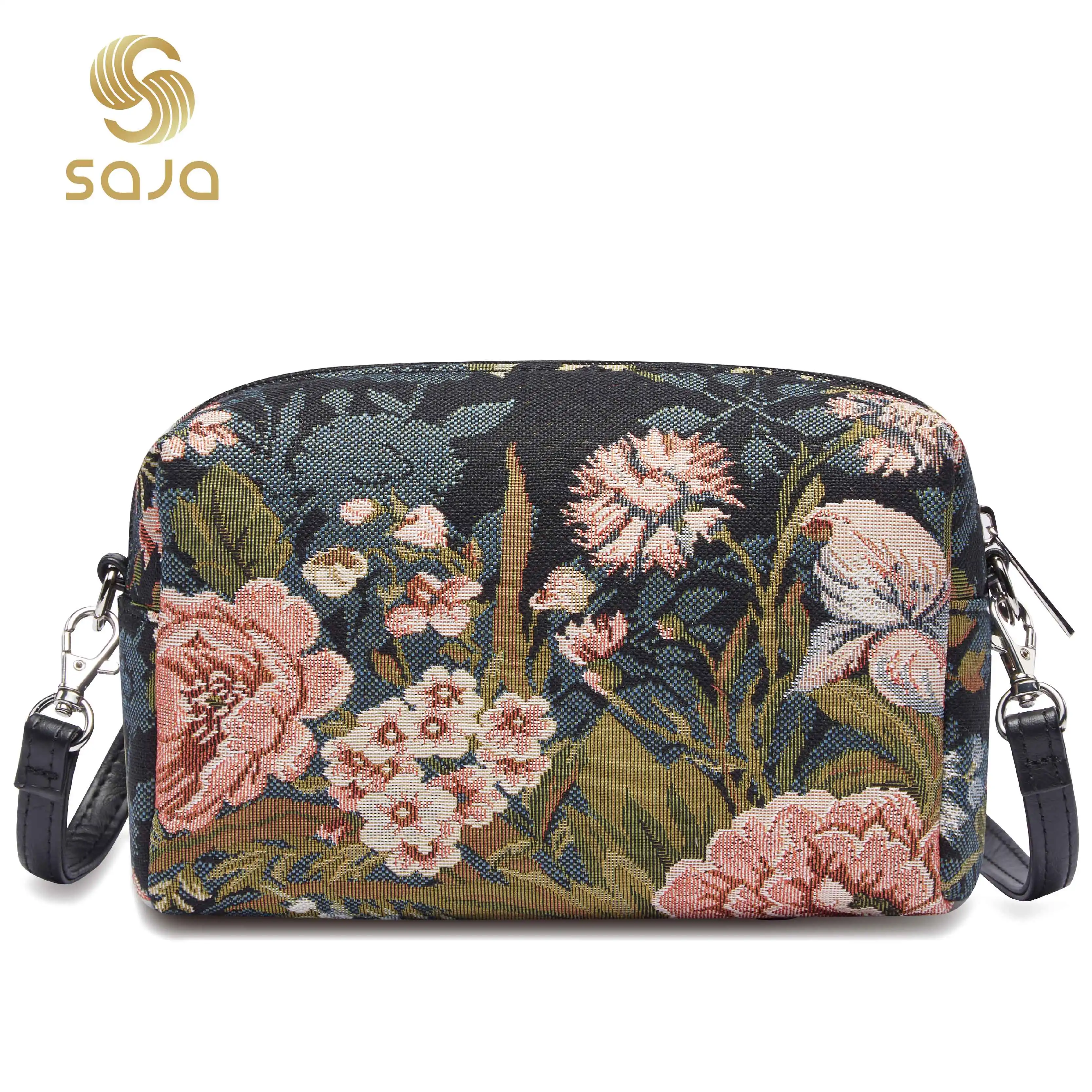

SAJA Women's Bag Tapestry Shoulder Bag Peony Flora Handbags Pouch Wallet Travel Bags For Women Female Tote Bag Mobile Phone Bag