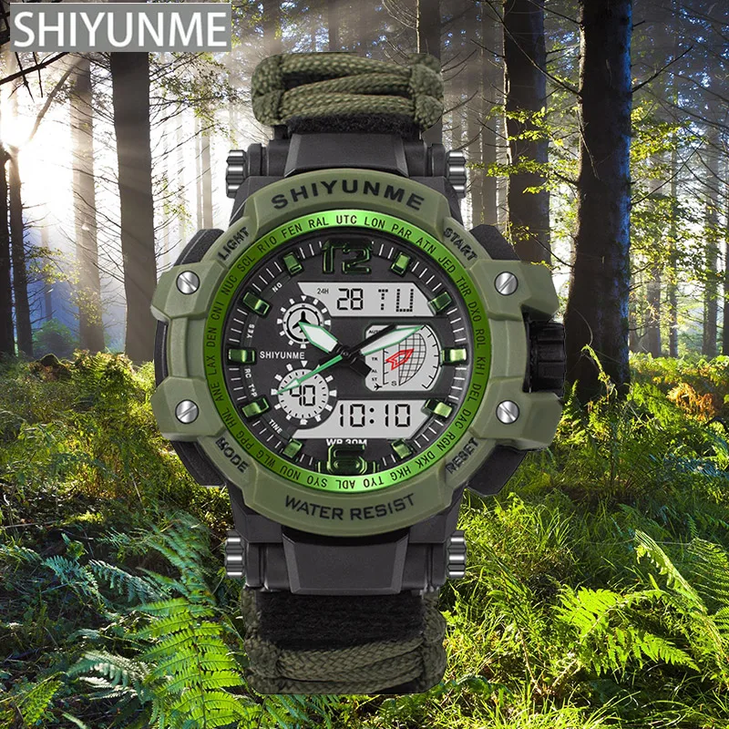 

SHIYUNME Men Military Compass Wristwatch Waterproof Whistel Stopwatch Alarm Multifunction Clock Outdoor Sport Digital Watch