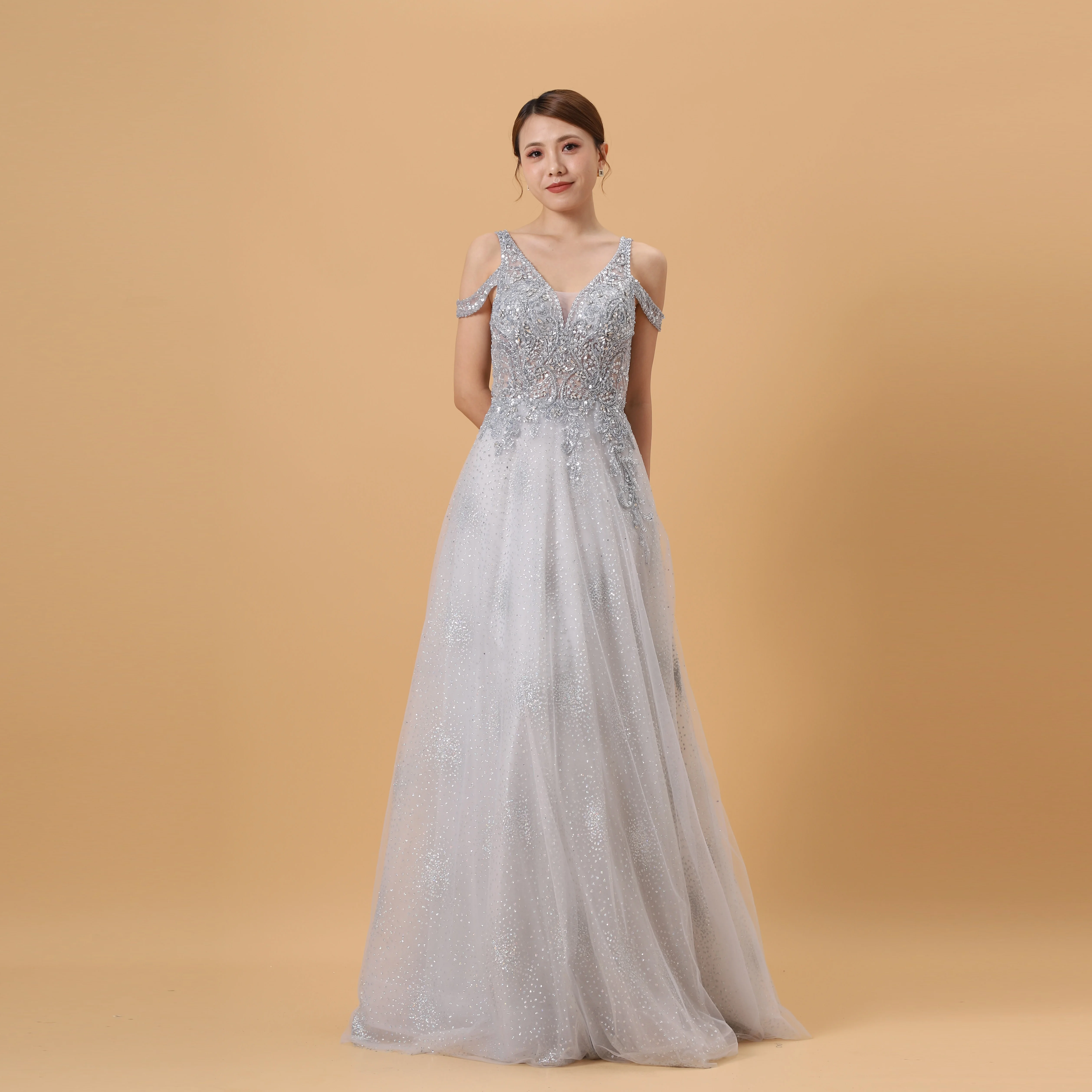 Grey Luxury Sequined V Neck Off Shoulder A Line Host Dress Formal Dress Partydresses For Girls Gowns With Diamond Handmade
Grey Luxury Sequined V Neck Off Shoulder A Line Host Dress Formal Dress Partydresses For Girls Gowns With Diamond Handmade