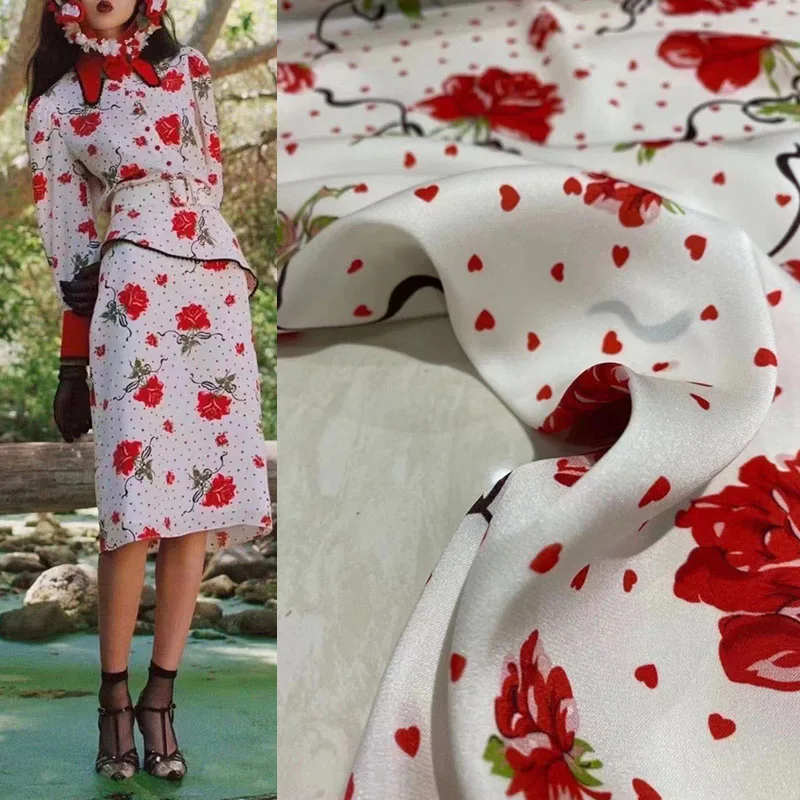 Fashion New White Red Printing Stretch Double Joe Silk Fabric Light Luxury Summer Dress Shirt Sewing Handmade Fabric Spandex div
Fashion New White Red Printing Stretch Double Joe Silk Fabric Light Luxury Summer Dress Shirt Sewing Handmade Fabric Spandex div