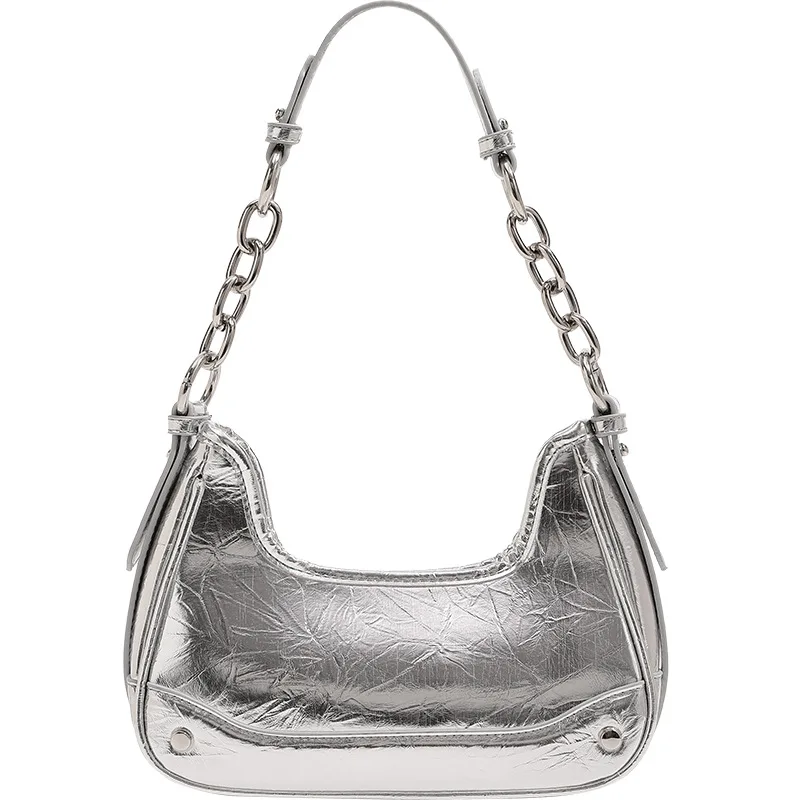 Luxury Silver Women Bag Chain Underarm Bag High Quality One Shoulder Crossbody Bag 
Luxury Silver Women Bag Chain Underarm Bag High Quality One Shoulder Crossbody Bag