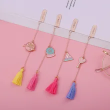 Metal Cat Key Tassel Bookmark Page Sign Hanging Pendant Stationery Reading Book Mark School Learning Supplies Teachers Day Gifts