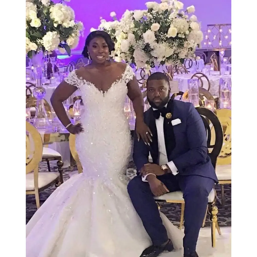 African Bride Mermaid Wedding Dresses 2022 Off Shoulder Lace V-Neck Long Train Bridal Gowns Vestidos de novia
African Bride Mermaid Wedding Dresses 2022 Off Shoulder Lace V-Neck Long Train Bridal Gowns Vestidos de novia