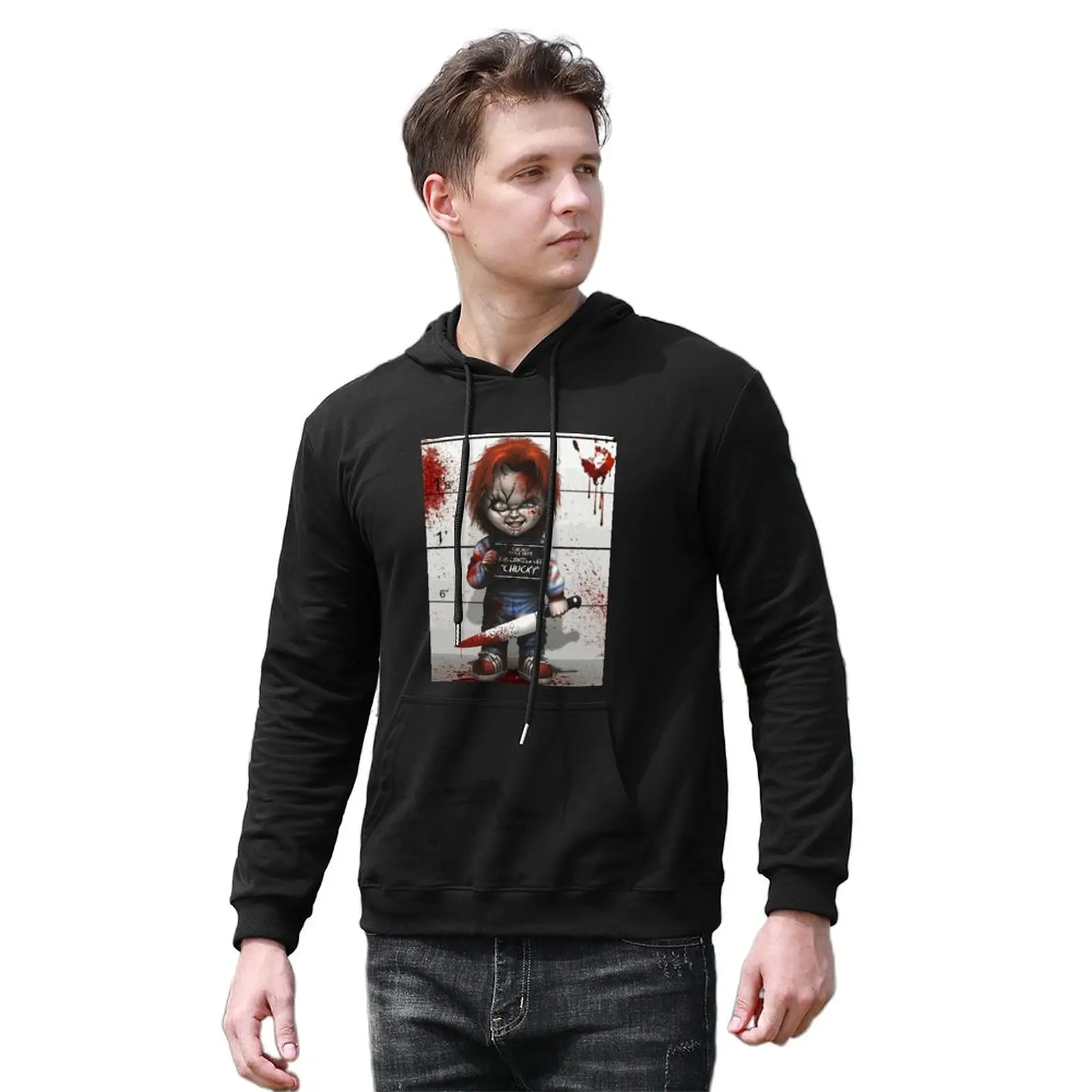 

Chucky from Childs Play Hoodie Fear Hallween Goth Killer Death Movie Fashion Big Cotton Hoodies Autumn Outdoor Pullover Hoodie