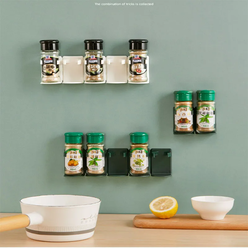 

Seasoning Bottle Wall Spices Storage Rack No Trace Paste Condiment Containers For Ktchen Organizer Kitchen Wall Mounted