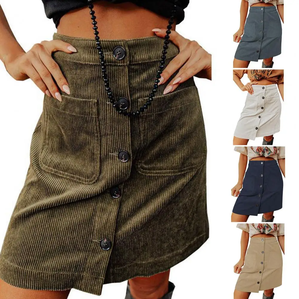 Hip Wrap Single-breasted Two Pockets Pencil Skirt Fashion High Waist A-Line Corduroy Midi Dress Streetwear
Hip Wrap Single-breasted Two Pockets Pencil Skirt Fashion High Waist A-Line Corduroy Midi Dress Streetwear