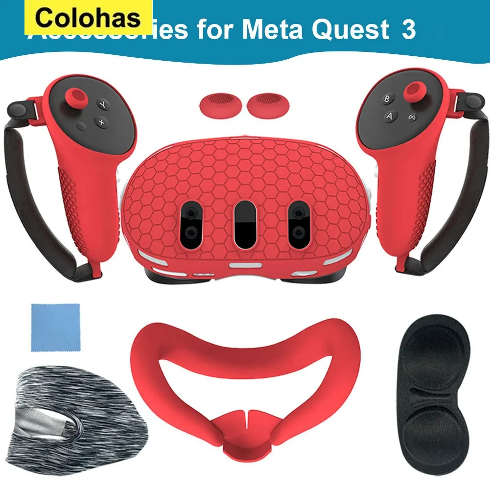 7PCS/Set Silicone Protective Cover for Meta Quest 3 Anti-Leakage Nose Pad Mask Case VR Cover Controller Grips Cover VR Accessory
7PCS/Set Silicone Protective Cover for Meta Quest 3 Anti-Leakage Nose Pad Mask Case VR Cover Controller Grips Cover VR Accessory