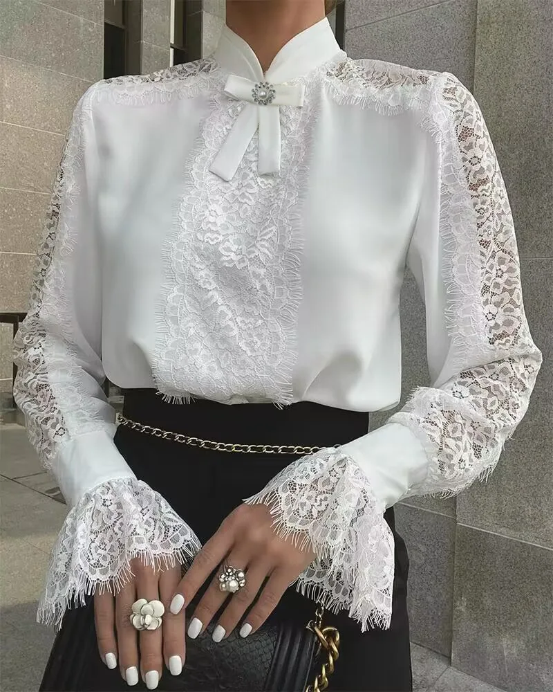 Women Lace Shirt Spring Summer Casual Fashion Button Long Flare Sleeve White Top Blouse Shirts
Women Lace Shirt Spring Summer Casual Fashion Button Long Flare Sleeve White Top Blouse Shirts