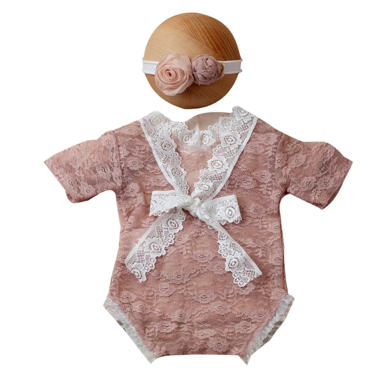 Newborn Girl Lace Romper with Flower Headband Photoshoot Outfits Baby Photo Prop
Newborn Girl Lace Romper with Flower Headband Photoshoot Outfits Baby Photo Prop