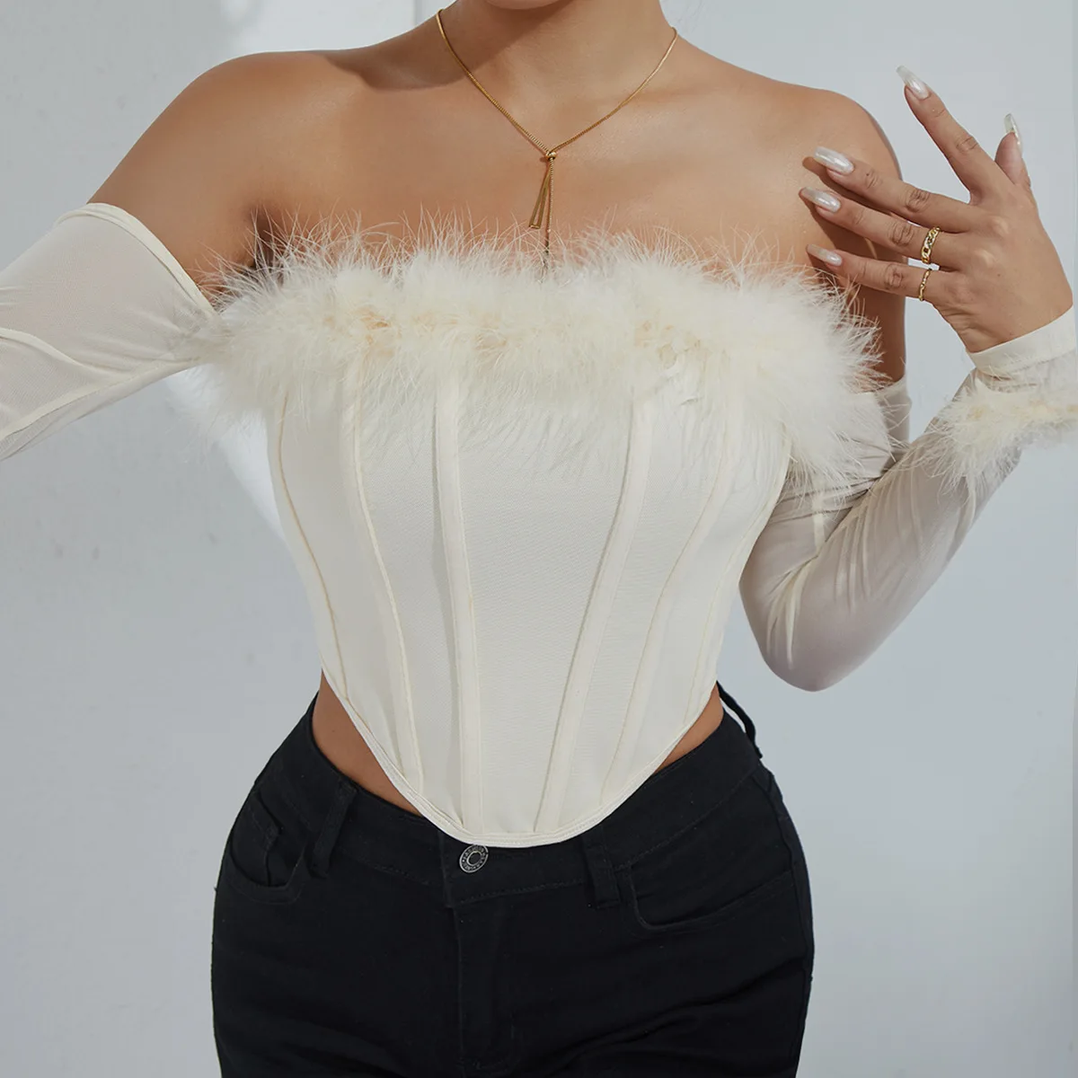 Fashionable and Elegant Women's Shirt with Button Feathered Fishbone Diamond Shaped Slim Fit Long-Sleeved Bandeau Top
Fashionable and Elegant Women's Shirt with Button Feathered Fishbone Diamond Shaped Slim Fit Long-Sleeved Bandeau Top
