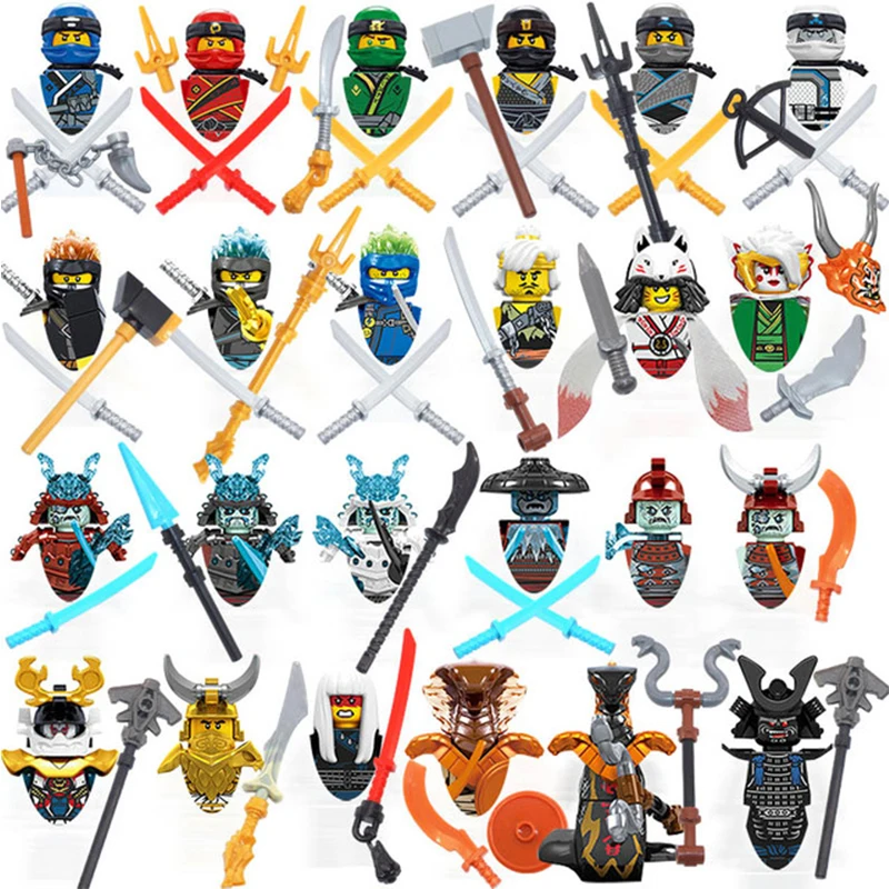 

Mini Ninja Motorcycle Action Figures Building Blocks Skeleton Soldiers Snakes Warrior Samurai Anime Movie Dolls Bricks Kids Toys