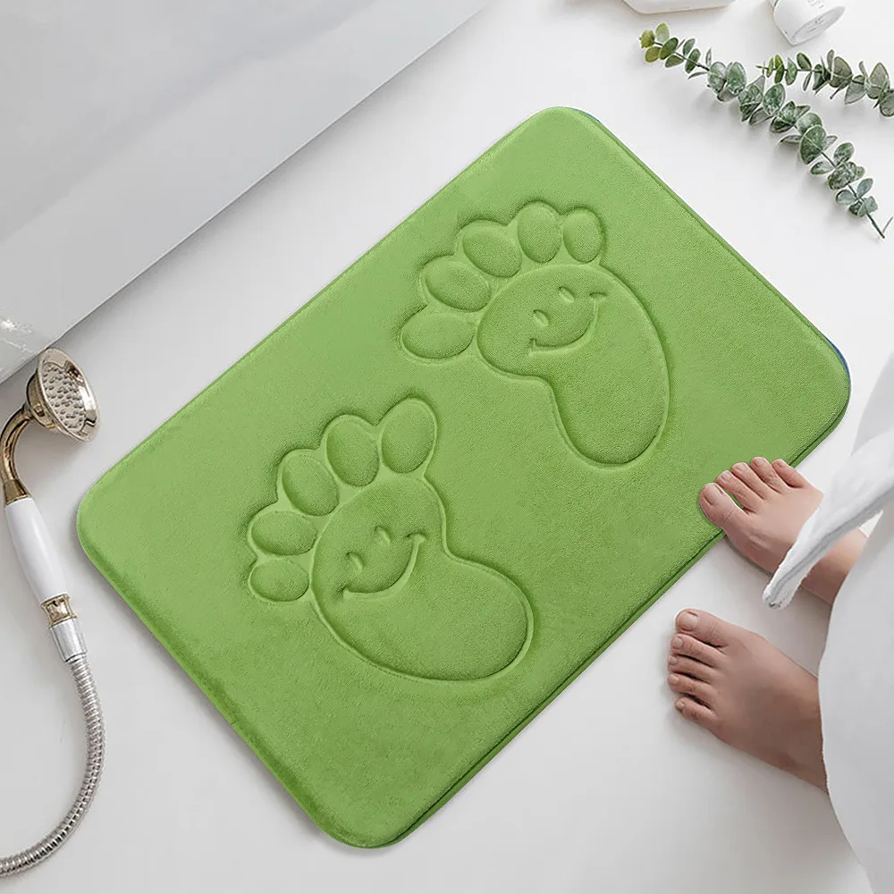 

Flannel Thickened Foot Print Memory Cotton Floor Mat Slow Rebound Kitchen Non-slip Mat Carpet Absorbent Foot Pad