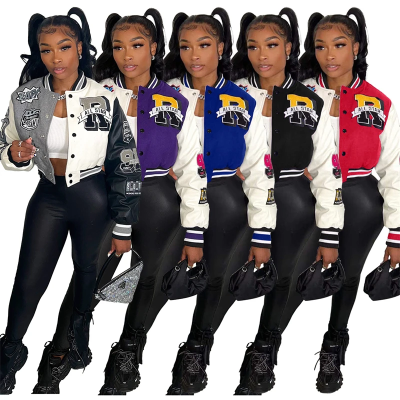 Letter Embroidery Color Patchwork Varsity Jacket Women 2022 Fall Single Breasted Long Sleeve Short Baseball Coats Casual Tops
Letter Embroidery Color Patchwork Varsity Jacket Women 2022 Fall Single Breasted Long Sleeve Short Baseball Coats Casual Tops