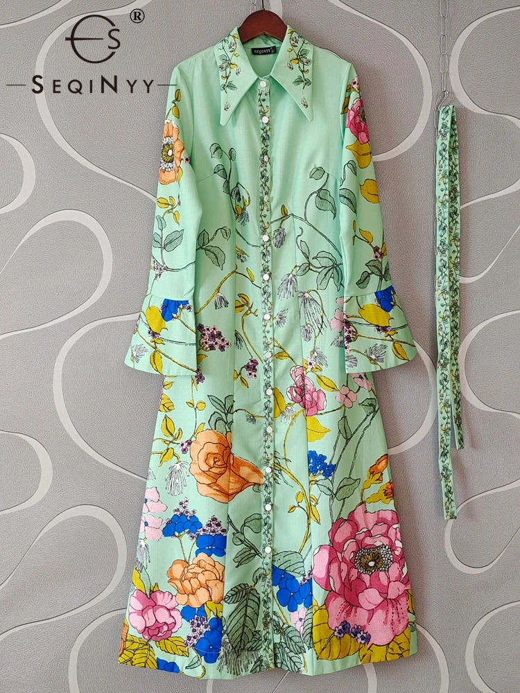 SEQINYY High Street Dress Midi Green Summer Spring New Fashion Vintage Flower Print Slim Elegant Casual Belt For Women
SEQINYY High Street Dress Midi Green Summer Spring New Fashion Vintage Flower Print Slim Elegant Casual Belt For Women