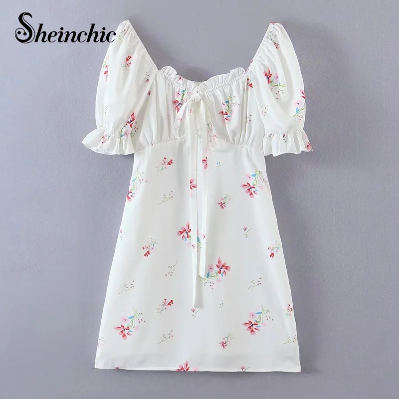 Корейская модная одежда 2022, элегантное мини-платье с оборками и пышными рукавами, повседневные Белые Платья с цветочным принтом для женщин
Корейская модная одежда 2022, элегантное мини-платье с оборками и пышными рукавами, повседневные Белые Платья с цветочным принтом для женщин
