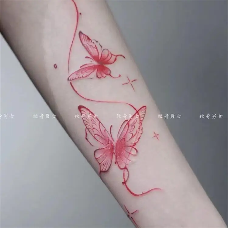 

Эротичные тату-наклейки с бабочками для женщин, красные временные тату, водостойкие стойкие тату в китайском стиле, тату до ключиц, искусственные татуировки