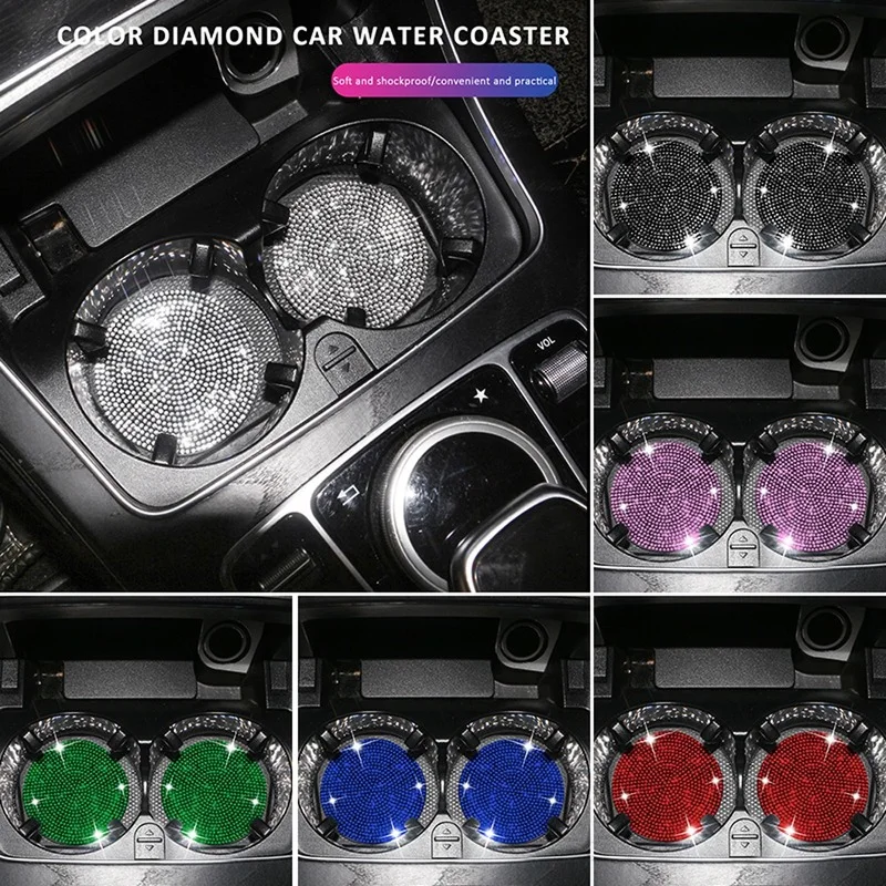 2PCS Diamond Car Coaster Water Cup Slot Non-Slip Mat Silica Gel Pad Cup Holder Mat Car Gadget Bling Car Accessories for Woman
2PCS Diamond Car Coaster Water Cup Slot Non-Slip Mat Silica Gel Pad Cup Holder Mat Car Gadget Bling Car Accessories for Woman