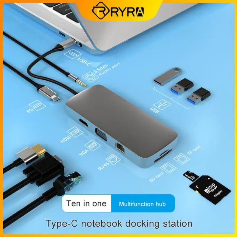 Док-станция RYRA, 10 портов, 10 в 1, USB Тип C, адаптер HDMI-совместимый, 4K VGA RJ45 SD/TF карта, 3,5 мм AUX для ПК и ноутбука
Док-станция RYRA, 10 портов, 10 в 1, USB Тип C, адаптер HDMI-совместимый, 4K VGA RJ45 SD/TF карта, 3,5 мм AUX для ПК и ноутбука