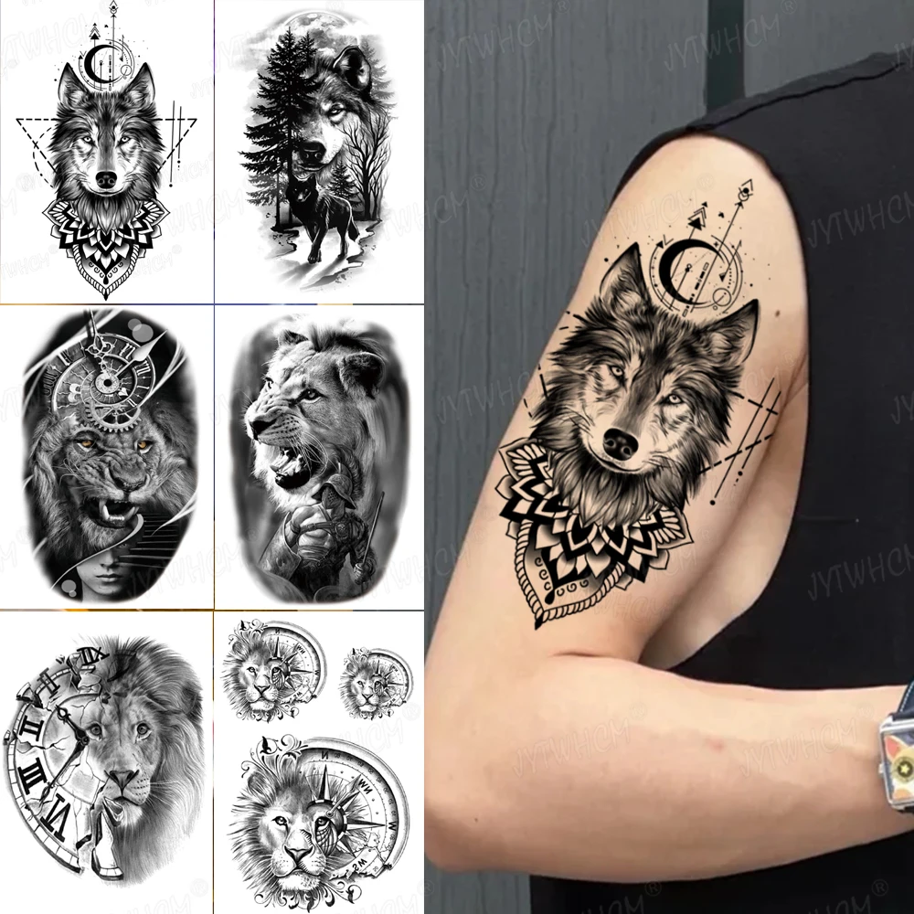 Waterproof Temporary Tattoo Stickers Black Anime Lion Wolf Tiger Tattoos Female Black Geometric Body Art Flash Fake Tatoo Male
Waterproof Temporary Tattoo Stickers Black Anime Lion Wolf Tiger Tattoos Female Black Geometric Body Art Flash Fake Tatoo Male