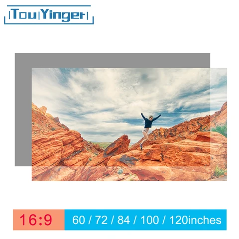 Touyinger 16:9 светоотражающий экран для проектора высокой яркости 60 72 84 100 120 130 дюймов тканевый экран для Espon BenQ XGIMI