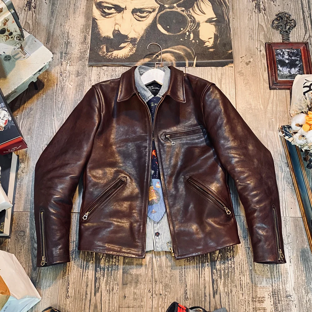 Sheep Skin Genuine luxury brand real high 1.3mm thick Brown Argentine Bull Hide jacket.high quality vintage classic 1930s leathe
Sheep Skin Genuine luxury brand real high 1.3mm thick Brown Argentine Bull Hide jacket.high quality vintage classic 1930s leathe