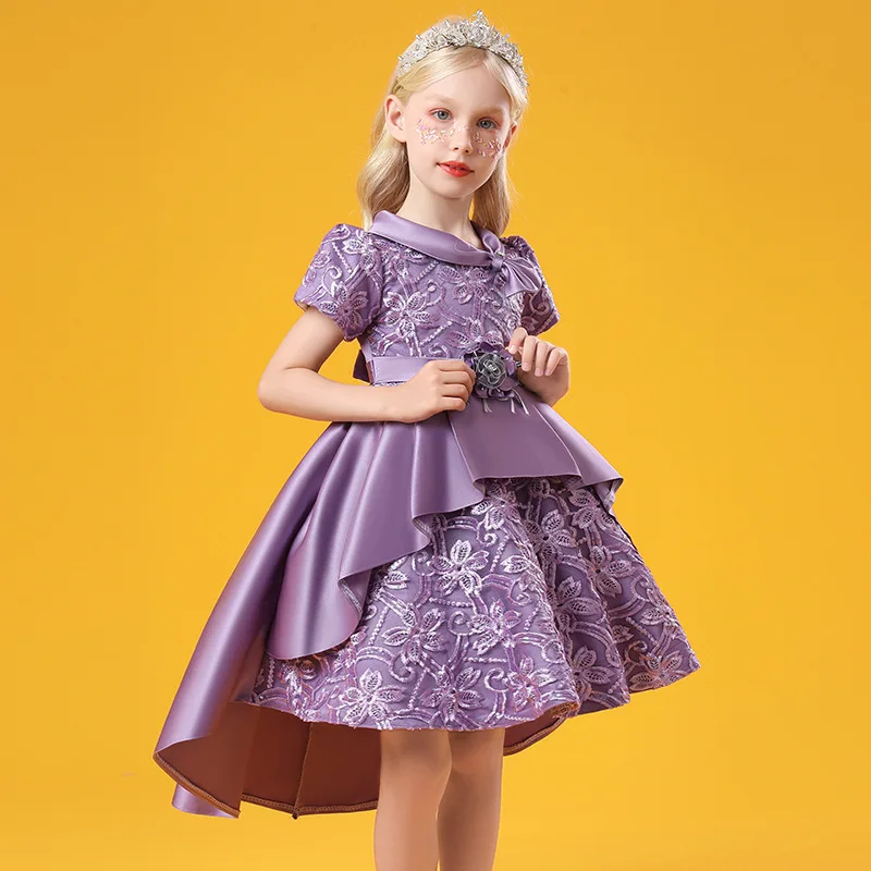 Children Trailing Dress 2-10Y Toddler Girls Princess Elegant Party Costume Floral Pattern Dress Bow Neckline Satin Tutu Dress
Children Trailing Dress 2-10Y Toddler Girls Princess Elegant Party Costume Floral Pattern Dress Bow Neckline Satin Tutu Dress
