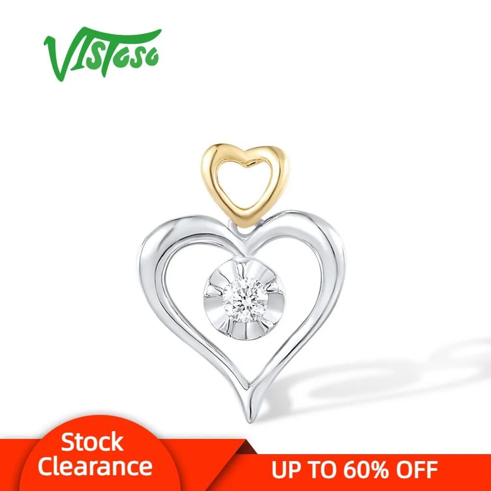 VISTOSO Genuine 18K 750 Two-Tone Gold Pendant For Women Sparkling Diamond Sweet Heart Pendant Simple Style Classic Fine Jewelry
VISTOSO Genuine 18K 750 Two-Tone Gold Pendant For Women Sparkling Diamond Sweet Heart Pendant Simple Style Classic Fine Jewelry
