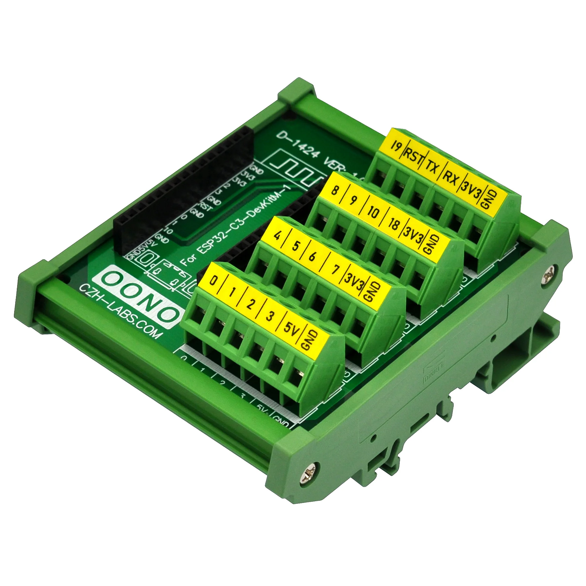 DIN Rail Mount Screw Terminal Block Breakout Module Board for ESP32-C3-DevKitM-1
DIN Rail Mount Screw Terminal Block Breakout Module Board for ESP32-C3-DevKitM-1