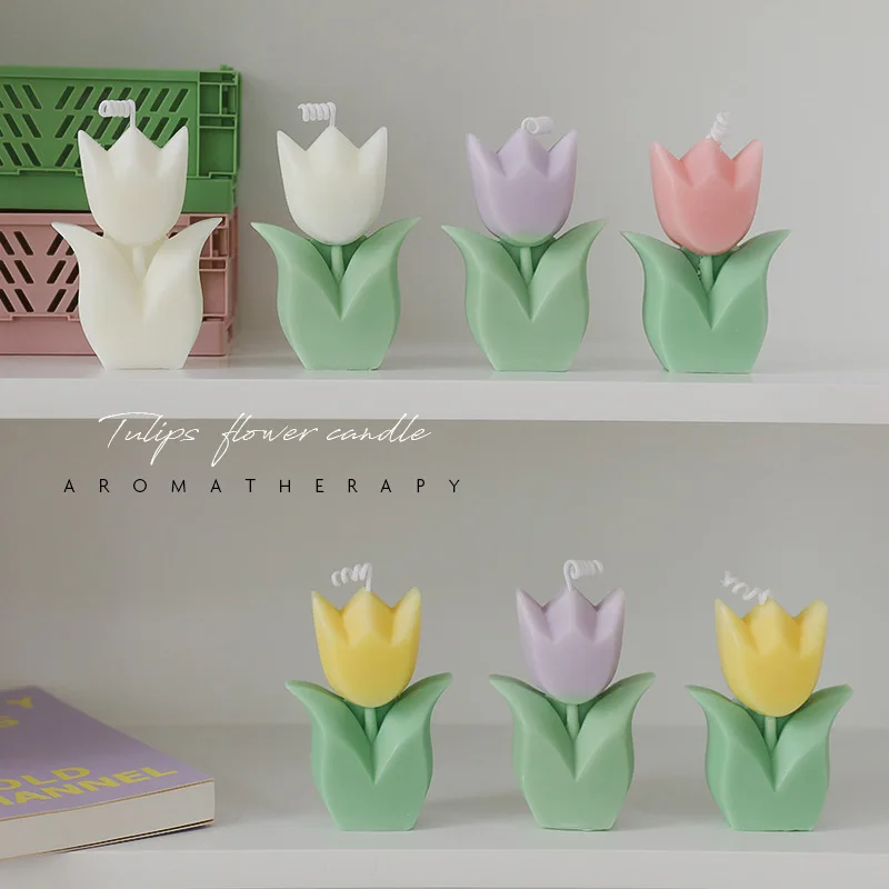 

Korean Style Tulips Candle Handmade Scented Candle Aromatherapy Soy Wax Candle Wedding Birthday Candles Party Home Decoration