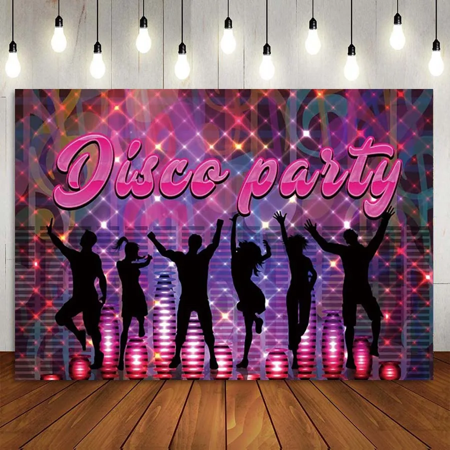 

Photography Backdrop Disco Neon Back to 80s 90s Birthday Party Wall Poster Decoration Let's Crazy Table Banner Background Booth