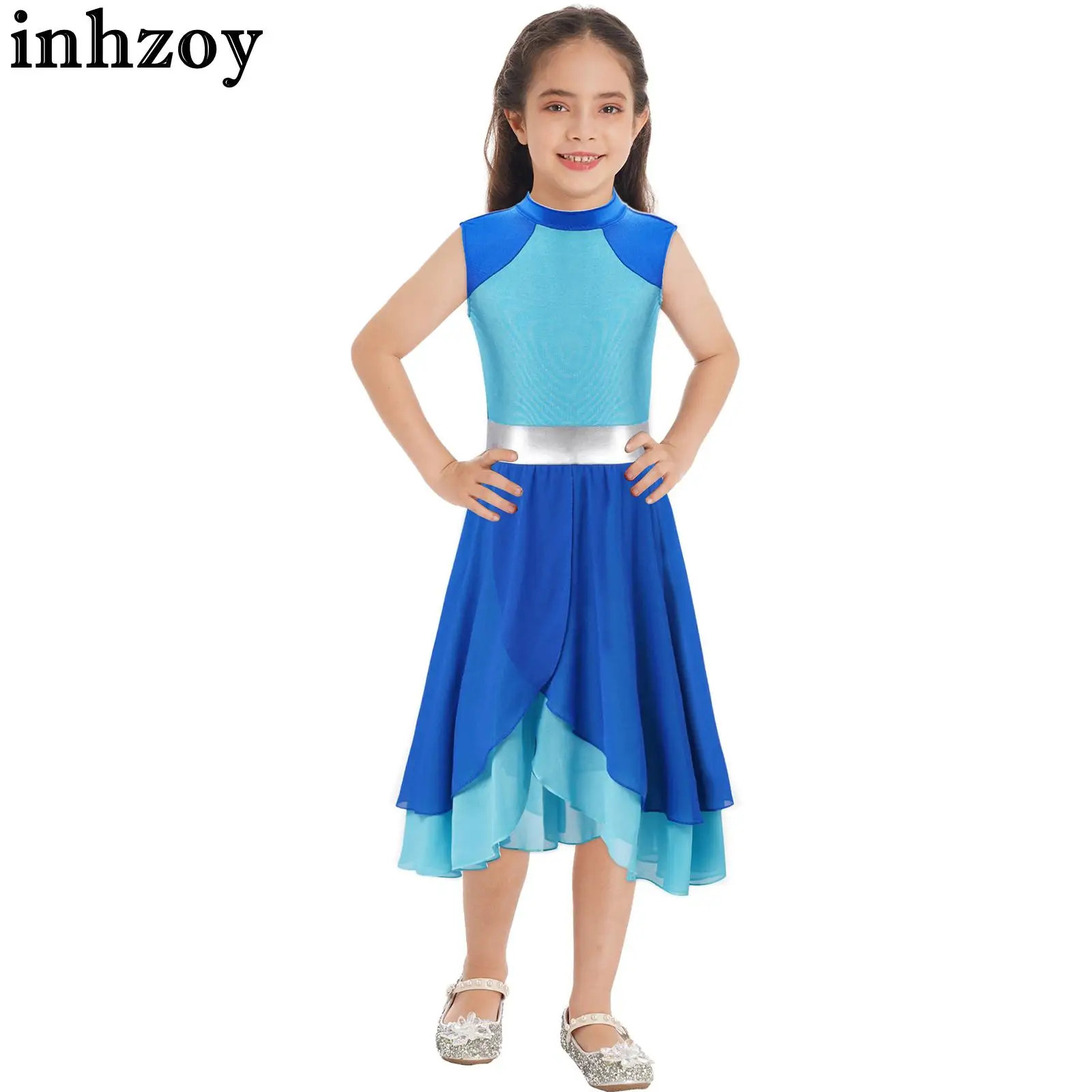 Kids Girls Praise Lyrical Dance Dress Color Block Mock Neck Sleeveless Tiered Wrapped Hem Dress Dancewear Worship Costume Robe
Kids Girls Praise Lyrical Dance Dress Color Block Mock Neck Sleeveless Tiered Wrapped Hem Dress Dancewear Worship Costume Robe
