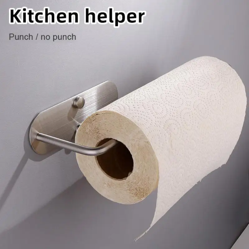 

Paper Towel Holder Roll Paper Hangers Stainless Steel Self Adhesive Punch-free Kitchen Under Cabinet Roll Rack Tissue Hanger