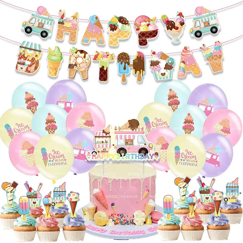 30pcs/set Ice Cream Theme Balloons Set Ice Cream Banner Cake Topper Pink Latex Balloons For Girls Birthday Party Decor Supplies
30pcs/set Ice Cream Theme Balloons Set Ice Cream Banner Cake Topper Pink Latex Balloons For Girls Birthday Party Decor Supplies