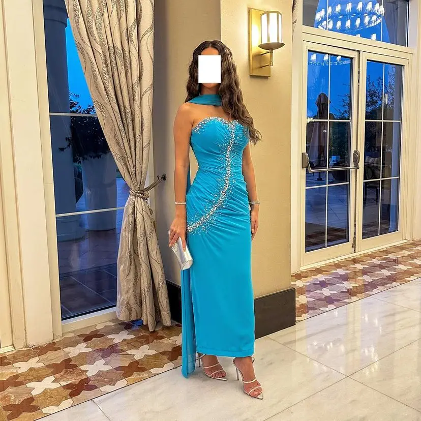 Elegant Mermaid Sleeveless Prom Dresses Sweetheart Ankle Length Pleated Beadings Robes The Soirée Formal Party Dresses 
Elegant Mermaid Sleeveless Prom Dresses Sweetheart Ankle Length Pleated Beadings Robes The Soirée Formal Party Dresses