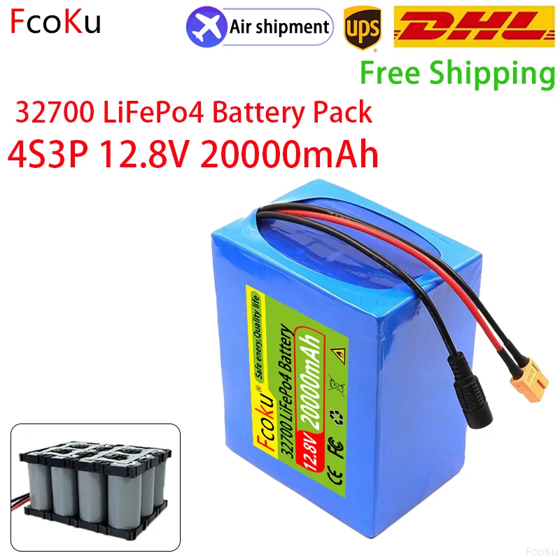 

32700 Lifepo4 Battery Pack 4S3P 12.8V 20Ah With 4S 20A Maximum 60A Balanced BMS for Electric Boat Uninterrupted Power Supply 12V