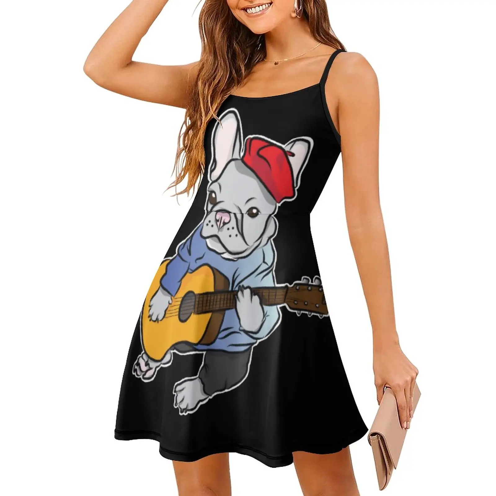 Singing French Bulldog Women's Sling Dress Funny Graphic Exotic Woman's Gown Novelty Clubs Dresses
Singing French Bulldog Women's Sling Dress Funny Graphic Exotic Woman's Gown Novelty Clubs Dresses