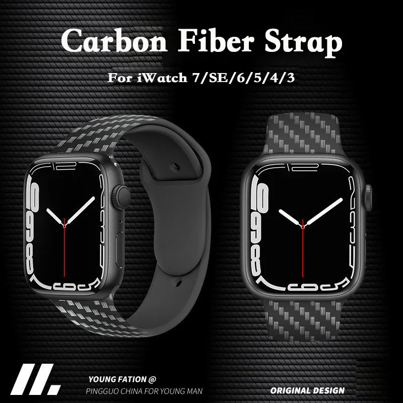Carbon Fiber Printing Strap For Apple Watch Band 44mm 40mm 45mm 41mm 38 42mm 49mm Silicone Bracelet iWatch 8 7 6 5 4 3 SE Ultra
Carbon Fiber Printing Strap For Apple Watch Band 44mm 40mm 45mm 41mm 38 42mm 49mm Silicone Bracelet iWatch 8 7 6 5 4 3 SE Ultra