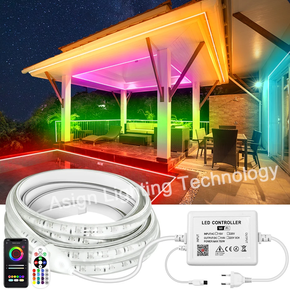 Smart Life WiFi Waterproof Led Strip Lights 220v RGB Led Tape Lamp 5050 SMD Flexible Outdoor Indoor Lighting 750W 1500W Led Lamp
Smart Life WiFi Waterproof Led Strip Lights 220v RGB Led Tape Lamp 5050 SMD Flexible Outdoor Indoor Lighting 750W 1500W Led Lamp
