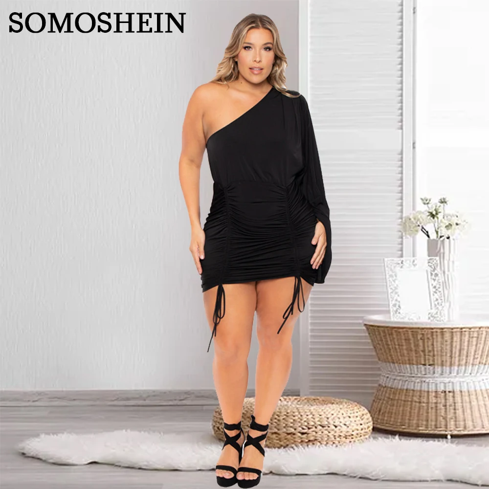 SOMOSHEIN Plus Size Women Clothing Single Sleeve Fashion Solid Color Drawstring High Waist Black Dress Wholesale Dropshipping
SOMOSHEIN Plus Size Women Clothing Single Sleeve Fashion Solid Color Drawstring High Waist Black Dress Wholesale Dropshipping