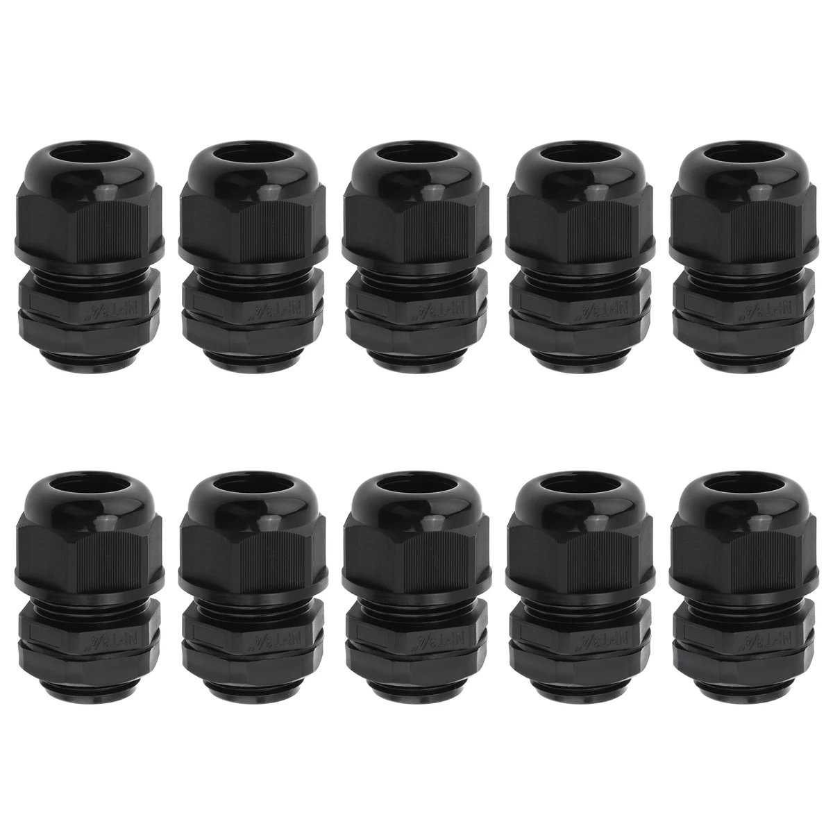 

10pcs 3/4 Inch NPT Cable Gland IP68 Nylon Strain Relief Waterproof Flame Retardant Connection Fixing Head