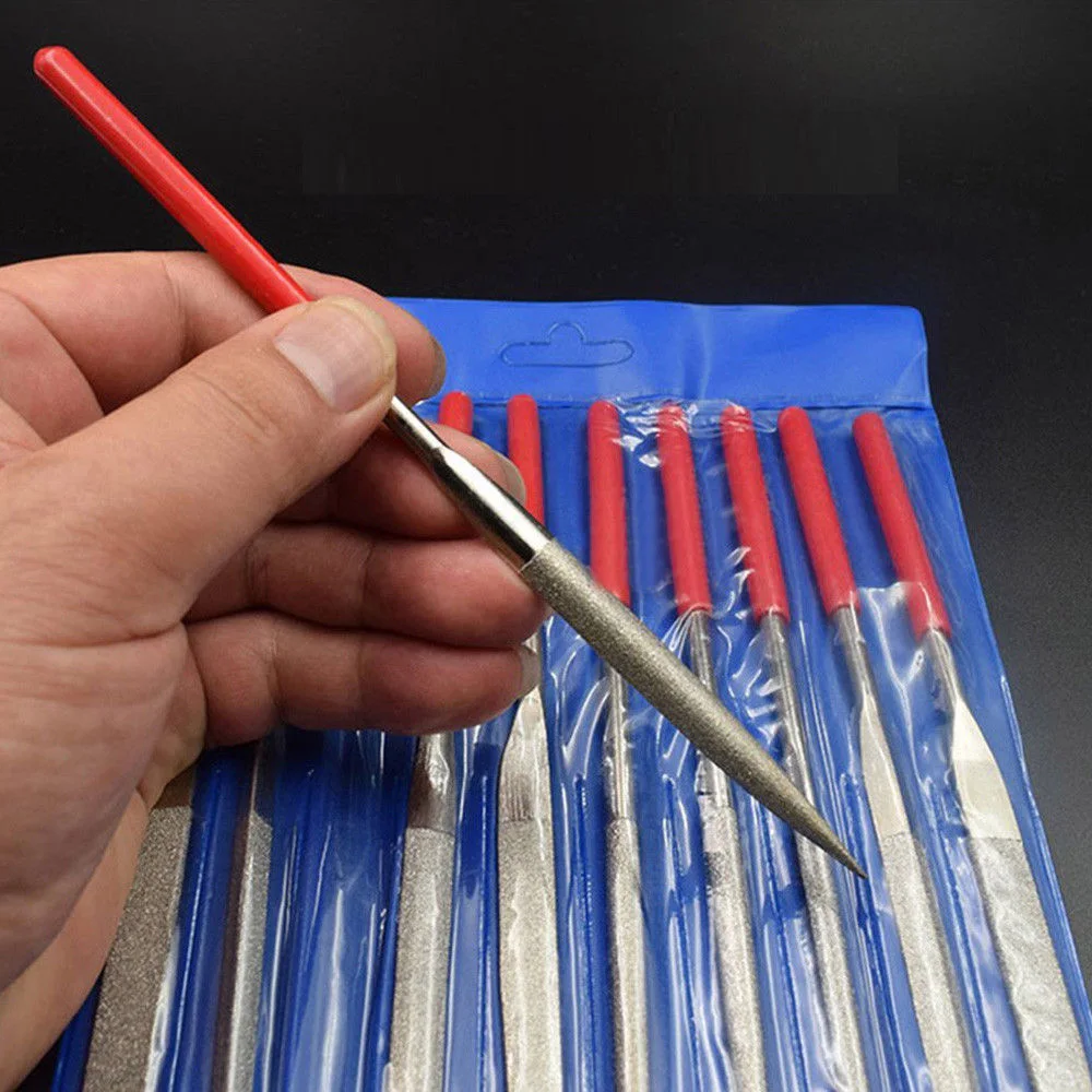 10pcs/Set Electroplated Hand Tool Diamond File Rasp Useful Alloy 140*3mm 120 mesh Mini Needle Metal Carving 1 sET
10pcs/Set Electroplated Hand Tool Diamond File Rasp Useful Alloy 140*3mm 120 mesh Mini Needle Metal Carving 1 sET
