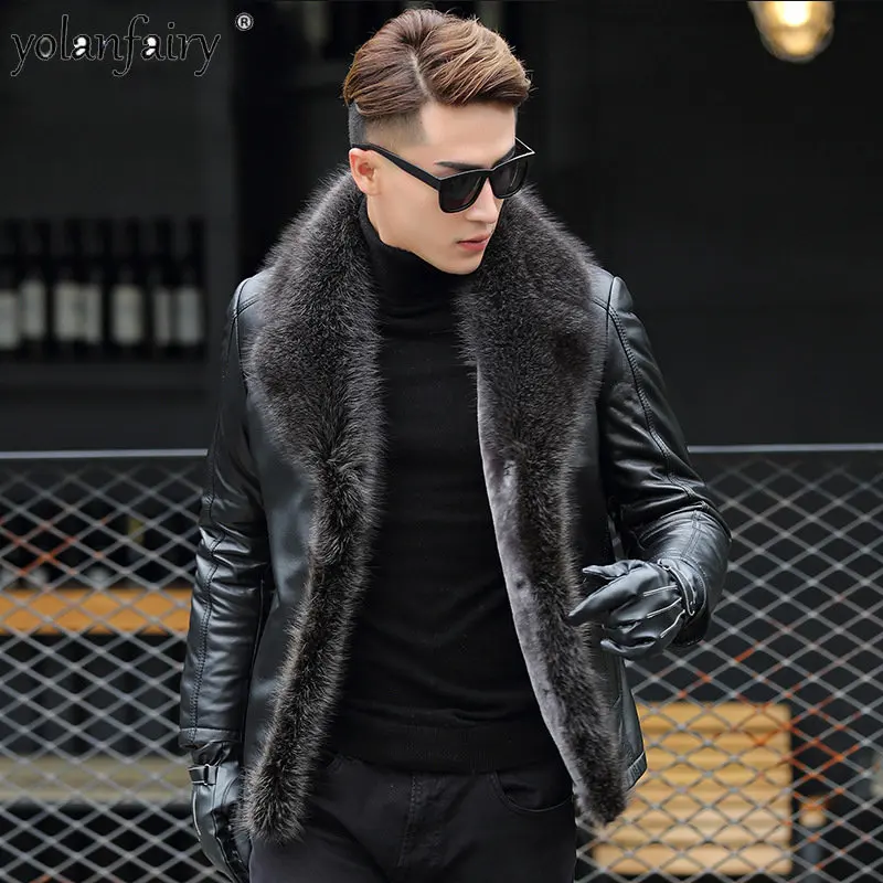 Leather Jacket Men Raccoon Dog Fur Collar Lamb Hair Linner Warm Coat Mens Thick Leather Clothes Winter Slim Fur Coat Man Jaqueta
Leather Jacket Men Raccoon Dog Fur Collar Lamb Hair Linner Warm Coat Mens Thick Leather Clothes Winter Slim Fur Coat Man Jaqueta