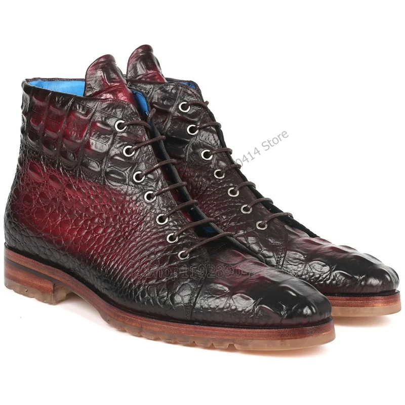 Mixed Gradient Color Crocodile Print Fretwork Boots Fashion Lace Up Men Shoes Luxurious Handmade Party Banquet Men Dress Shoes
Mixed Gradient Color Crocodile Print Fretwork Boots Fashion Lace Up Men Shoes Luxurious Handmade Party Banquet Men Dress Shoes