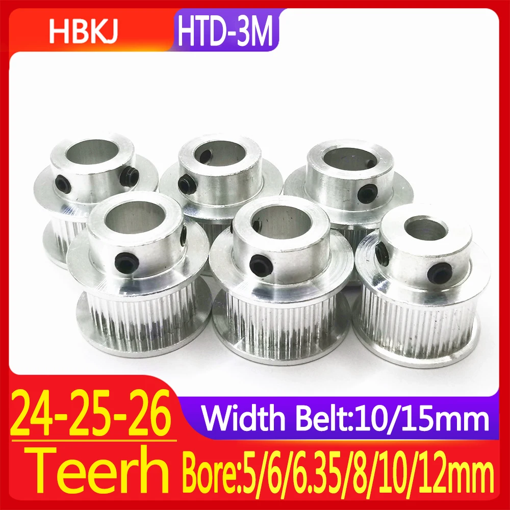 

HTD 3M Timing Pulley Hole 5mm 6mm 6.35mm 8mm 10mm 12mm For Linear Pulley Width 10 / 15mm 24-25-26Teeth BF Type