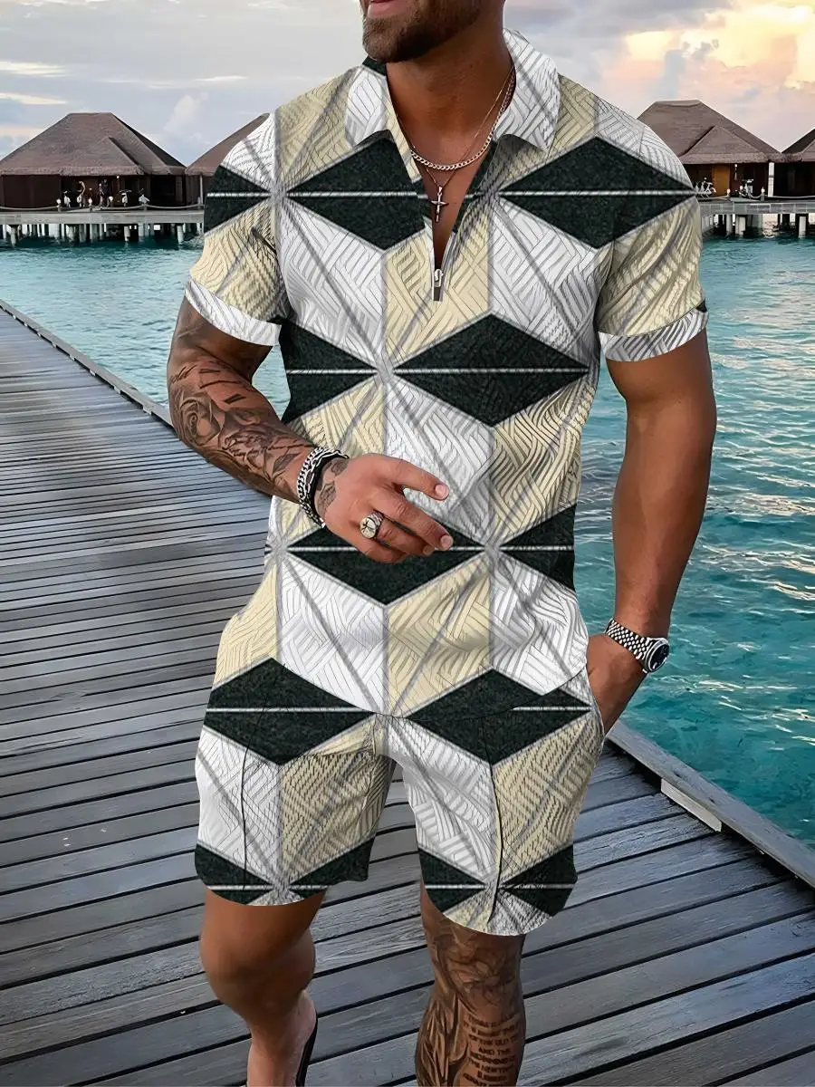2022 Summer Men's Sportswear Geometric POLO Shirt Suit Men's Cotton Short Sleeve + Shorts Men's Casual Sportswear Fitness Wear
2022 Summer Men's Sportswear Geometric POLO Shirt Suit Men's Cotton Short Sleeve + Shorts Men's Casual Sportswear Fitness Wear