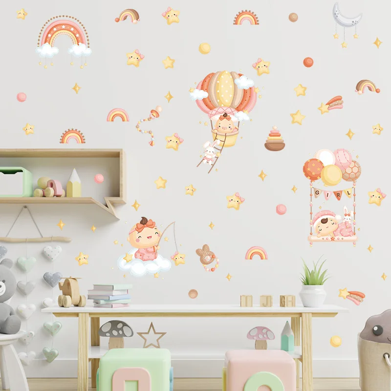 New DIY Cartoon Rainbow Balloon Star Moon Good Night Living Room Bedroom Porch Home Decoration Wall Sticker Furniture Stickers
New DIY Cartoon Rainbow Balloon Star Moon Good Night Living Room Bedroom Porch Home Decoration Wall Sticker Furniture Stickers