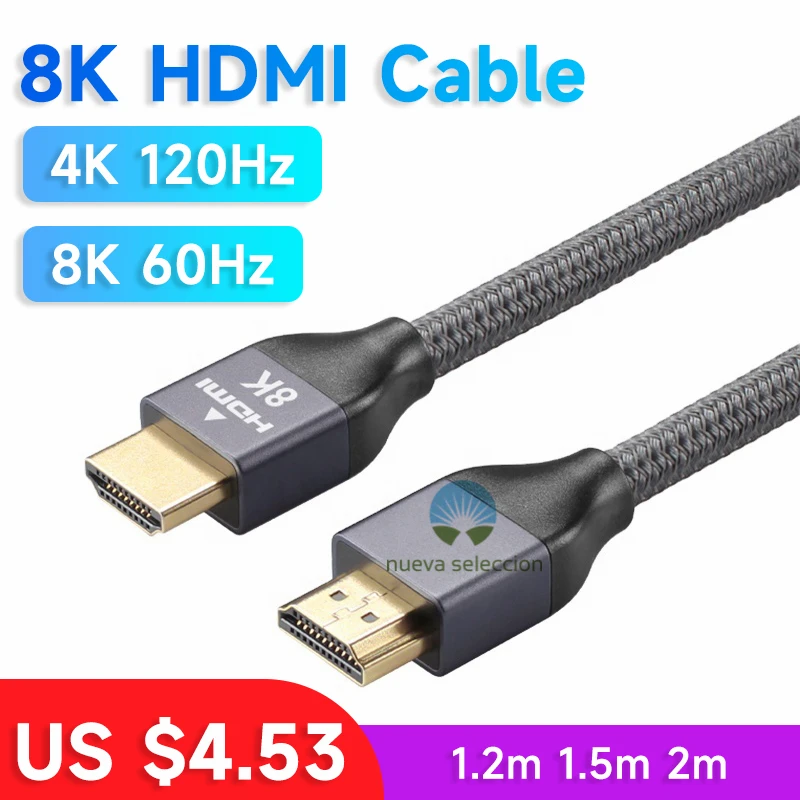 

6ft 1m 2m HDMI-compatible Cable 120Hz PC to TV High End Male to Male for Projector PS4 PS5 Xbox Laptop 4K 120Hz Ultra HD 8K 60Hz