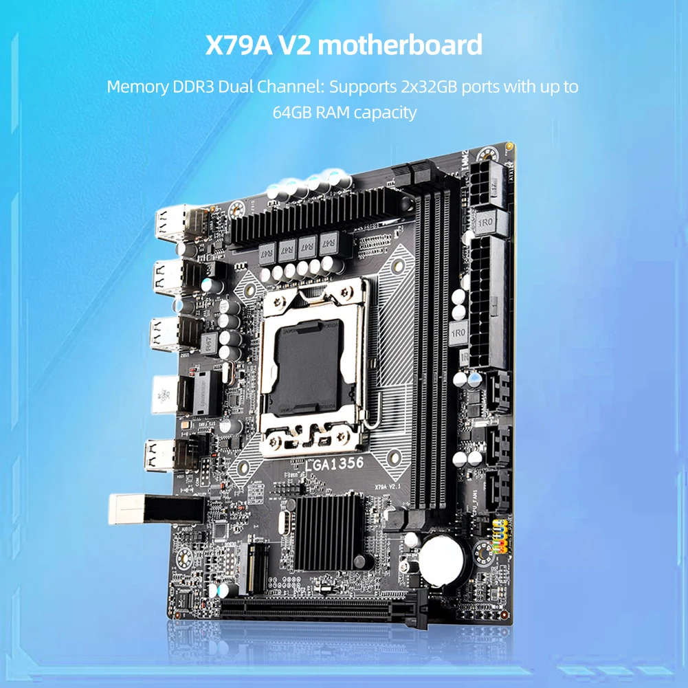 

Материнская плата X79A V2 с поддержкой M.2 NVME M-ATX 64 Гб LGA1356 2 DDR3, материнская плата для настольного компьютера 10 USB2.0 PCI-E 16X, слот для графической карты