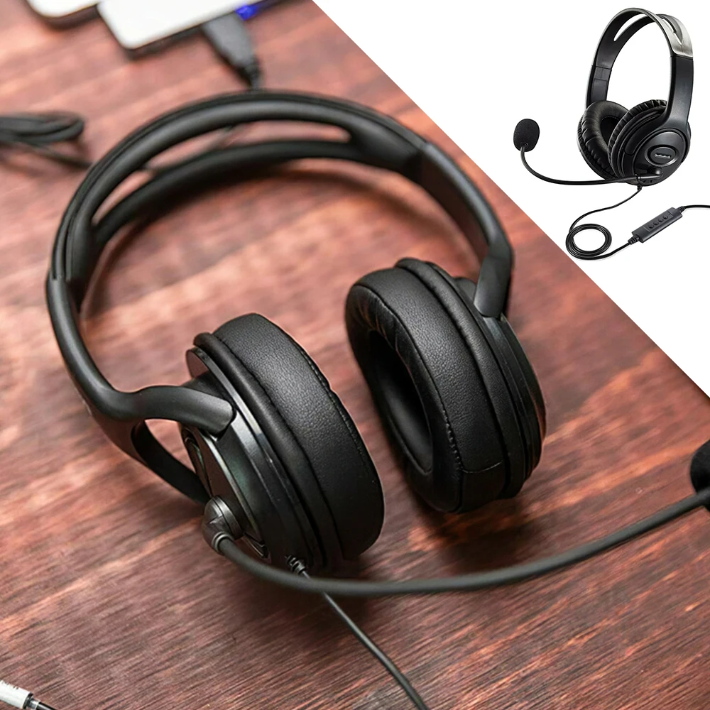 Проводные наушники с микрофоном накладные Игровые бас музыка стерео USB разъем