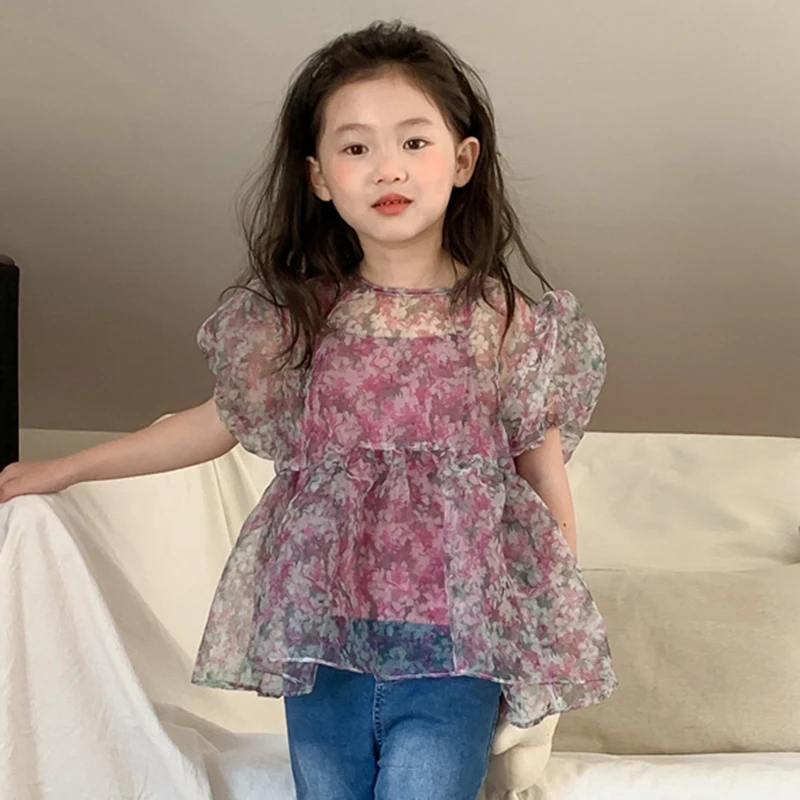 Girls Vintage Floral T-shirt Baby Girl Summer Sweet Flower T Shirt Kids Puff-sleeve Lace Tops 2-10 Years Children Party Clothing
Girls Vintage Floral T-shirt Baby Girl Summer Sweet Flower T Shirt Kids Puff-sleeve Lace Tops 2-10 Years Children Party Clothing